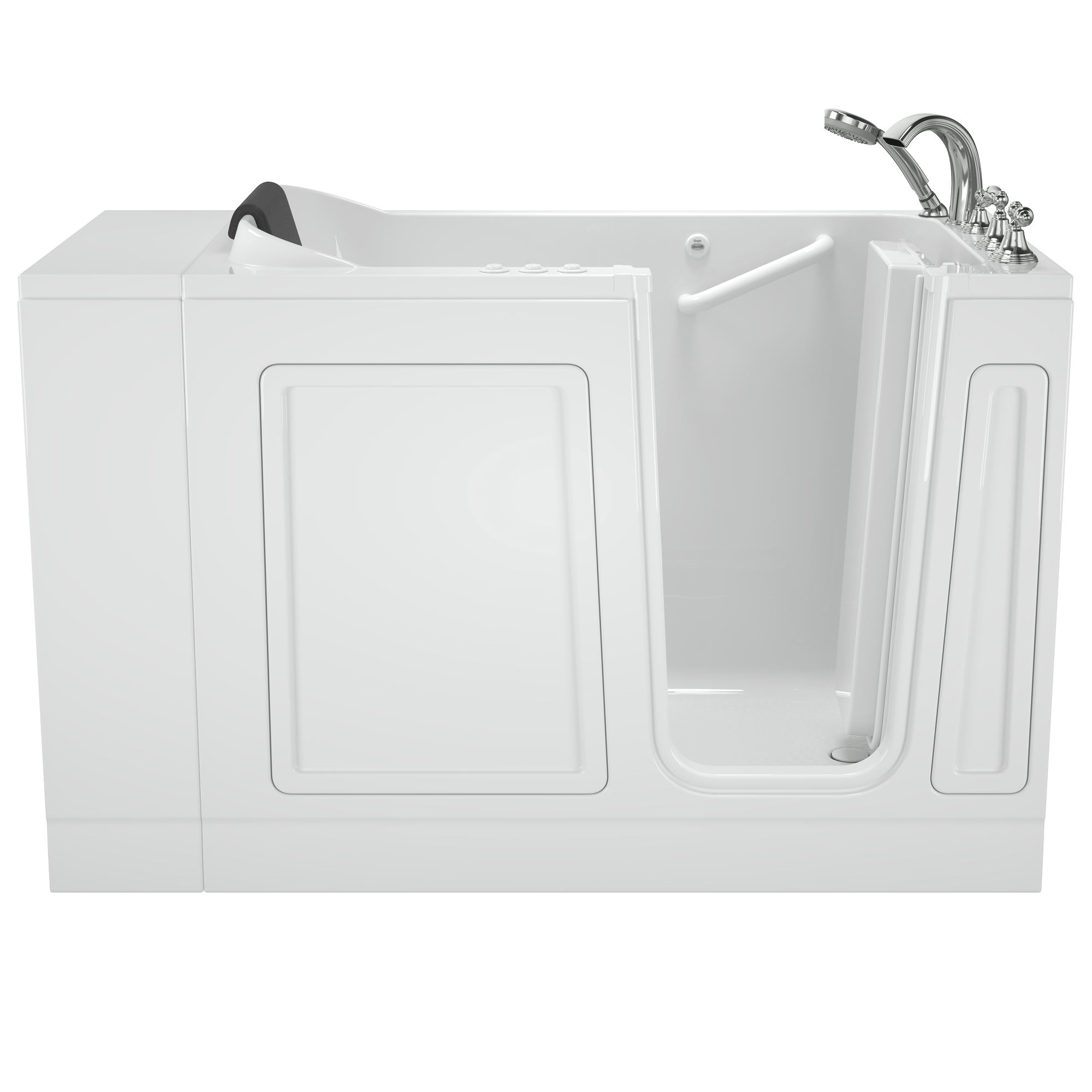 Acrylic Luxury Series 28 x 48 Inch Walk in Tub With Combination Air Spa and Whirlpool Systems   Right Hand Drain With Faucet WIB WHITE